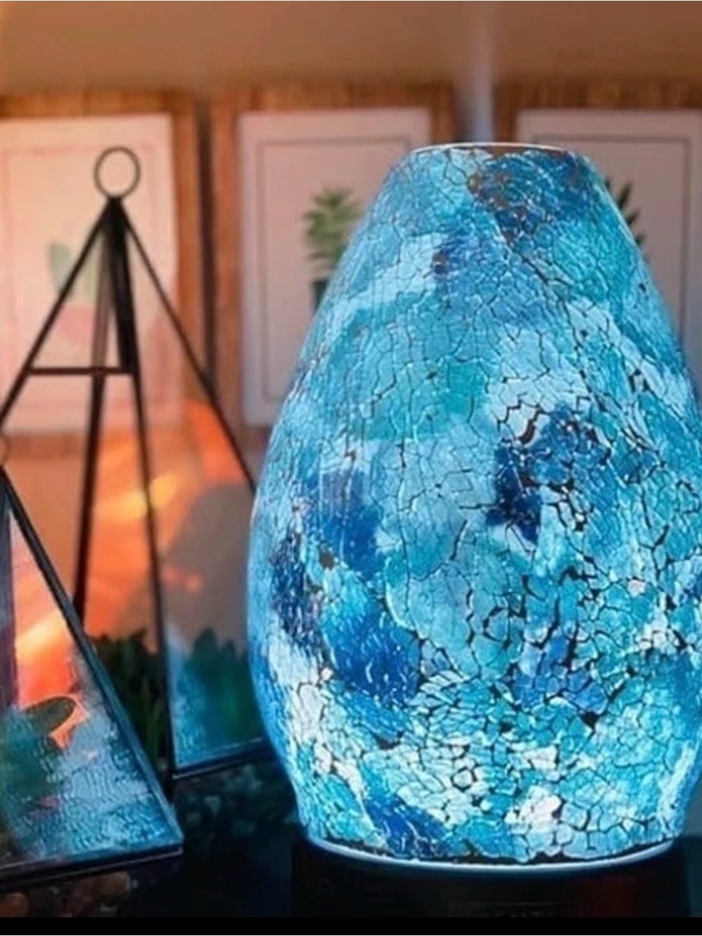 Scentsy Turquoise Blue Crackle Mosaic Diffuser